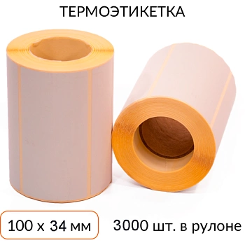 Термоэтикетка 100х34 3000 шт. втулка 76 мм ЭКО Термоэтикетка 100х34 3000 шт. втулка 76 мм ЭКО
