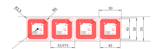 Метка ISBC Labels 50x50 HF, ICODE SLIX2  (45x45)